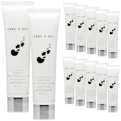 12pc Set Terre A Mer Pure Hydration Amino Acid/Argan Oil Shampoo & Conditioner - 60ml Travel Size V563-PH_TRVL_SHAMPCOND-12PC