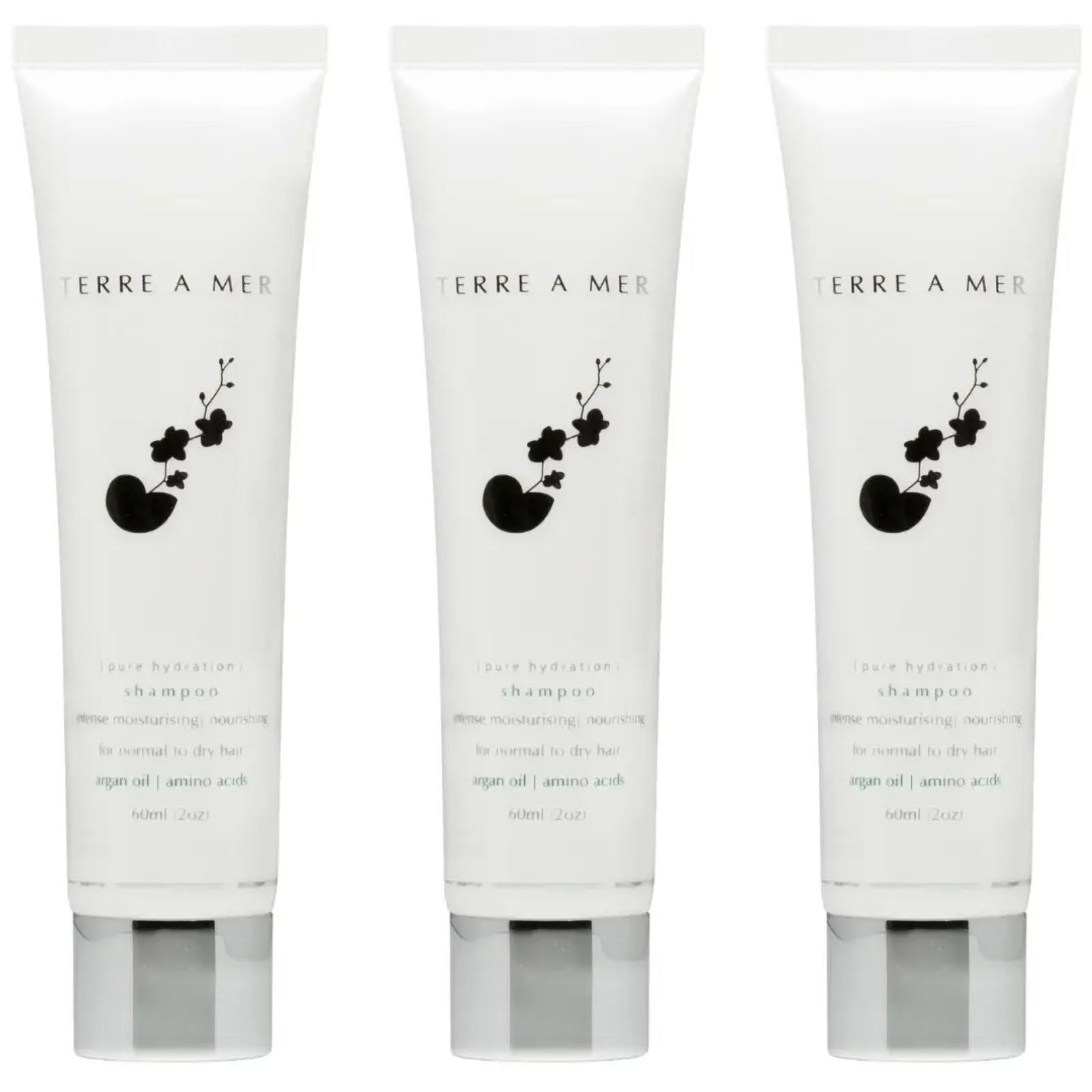 3x Terre A Mer Pure Hydration Amino Acid/Argan Oil Shampoo - 60ml Travel Size V563-PH_TRVL_SHAMPOO-3PCS