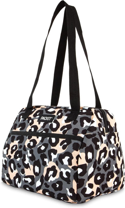 PACKIT Freezable Ice Lunch Bag Tote Food Storage Camping Travel Tiger - Wild Leopard V563-PKT-LH-WLG