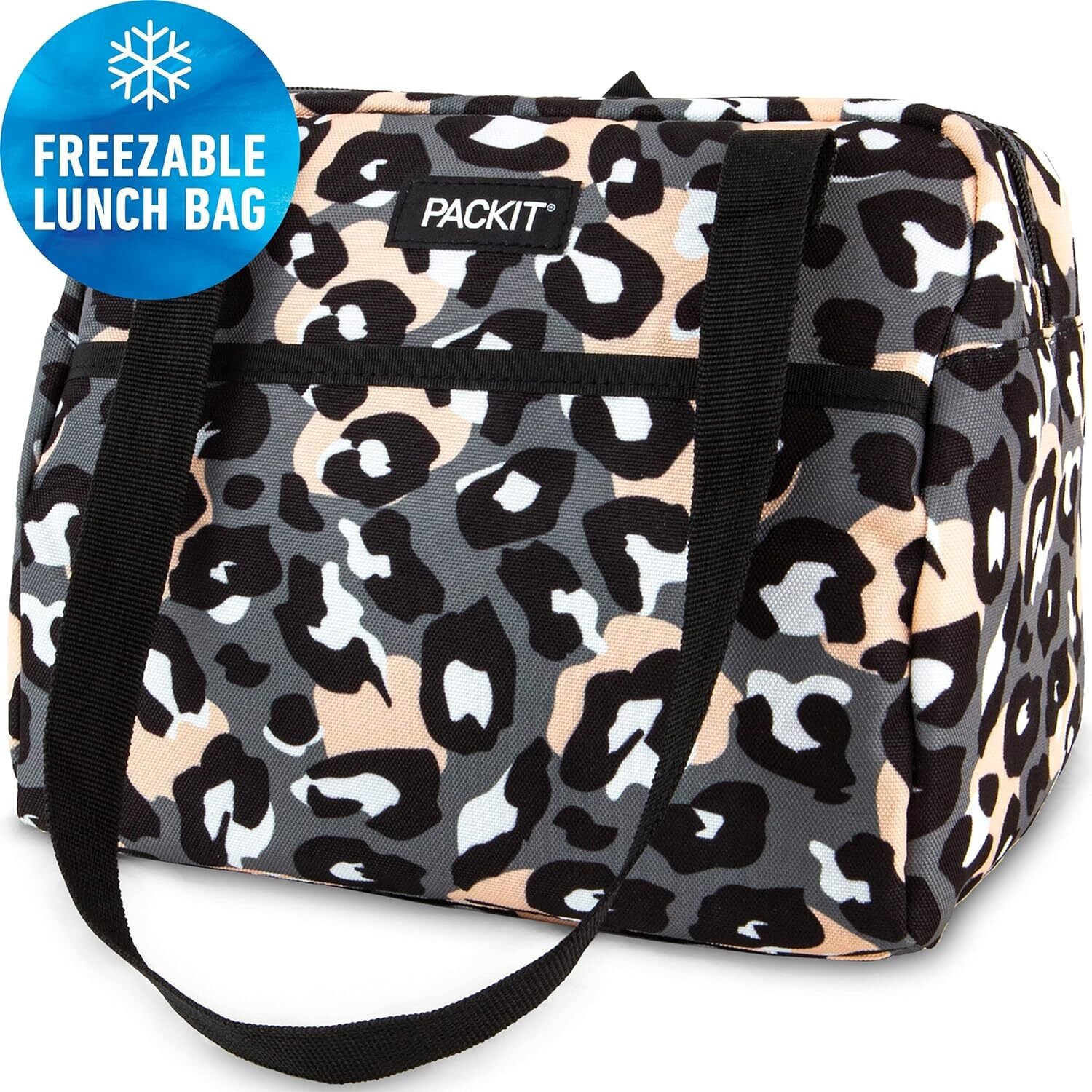PACKIT Freezable Ice Lunch Bag Tote Food Storage Camping Travel Tiger - Wild Leopard V563-PKT-LH-WLG