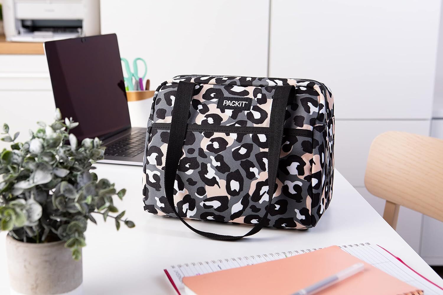 PACKIT Freezable Ice Lunch Bag Tote Food Storage Camping Travel Tiger - Wild Leopard V563-PKT-LH-WLG