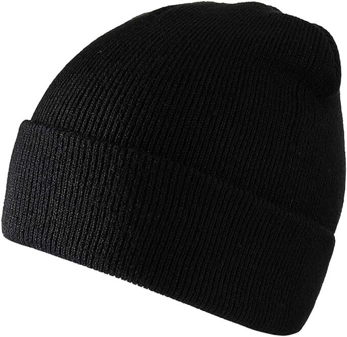 PLAIN BEANIE Unisex Mens Womens Winter Warm Hat Ski Cap Knit One Size - Black V563-PLAINBEANIE-BLK