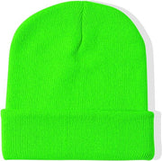 PLAIN BEANIE Unisex Mens Womens Winter Warm Hat Ski Cap Knit One Size - Fluro Green V563-PLAINBEANIE-FLUROGRN
