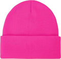 PLAIN BEANIE Unisex Mens Womens Winter Warm Hat Ski Cap Knit One Size - Fluro Pink V563-PLAINBEANIE-FLUROPNK