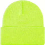 PLAIN BEANIE Unisex Mens Womens Winter Warm Hat Ski Cap Knit One Size - Fluro Yellow V563-PLAINBEANIE-FLUROYLW