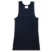 Mens PLAIN SINGLET 100% Cotton Blank Slim Tank Top Gym Basic Casual S-3XL - Navy - L V563-PLAINSINGLET-NVY-L