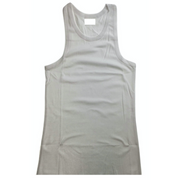 Mens PLAIN SINGLET 100% Cotton Blank Slim Tank Top Gym Basic Casual S-3XL - White - L V563-PLAINSINGLET-WHT-L