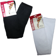 2 Pairs Ladies Over The Knee Socks Plain Black + White High Thigh Long Stockings V563-PLNBLKWHTSOCKS
