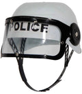 POLICE HAT Plastic Helmet Cap Costume Party w Strap Clear Visor - White V563-POLICEHAT-PLTCHELMET-WHT