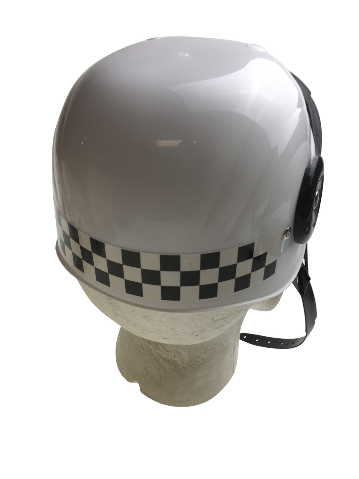POLICE HAT Plastic Helmet Cap Costume Party w Strap Clear Visor - White V563-POLICEHAT-PLTCHELMET-WHT
