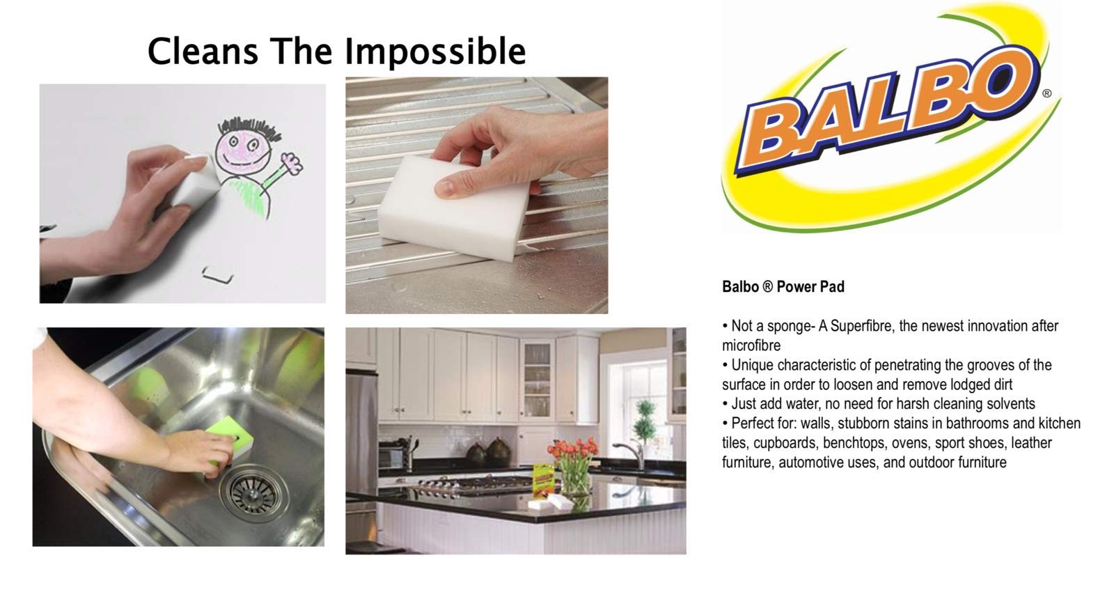 Pack of 2 BALBO Power Pad Cleaning Pad Eraser Magic Cleaning Tool Sponge V563-POP100126