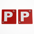 2x RED P PLATES Suction Probationary Car Window Signs for VIC/WA (Victoria & Western Australia) V563-PPLATES-REDWHT