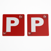 2x RED P PLATES Suction Probationary Car Window Signs for VIC/WA (Victoria & Western Australia) V563-PPLATES-REDWHT
