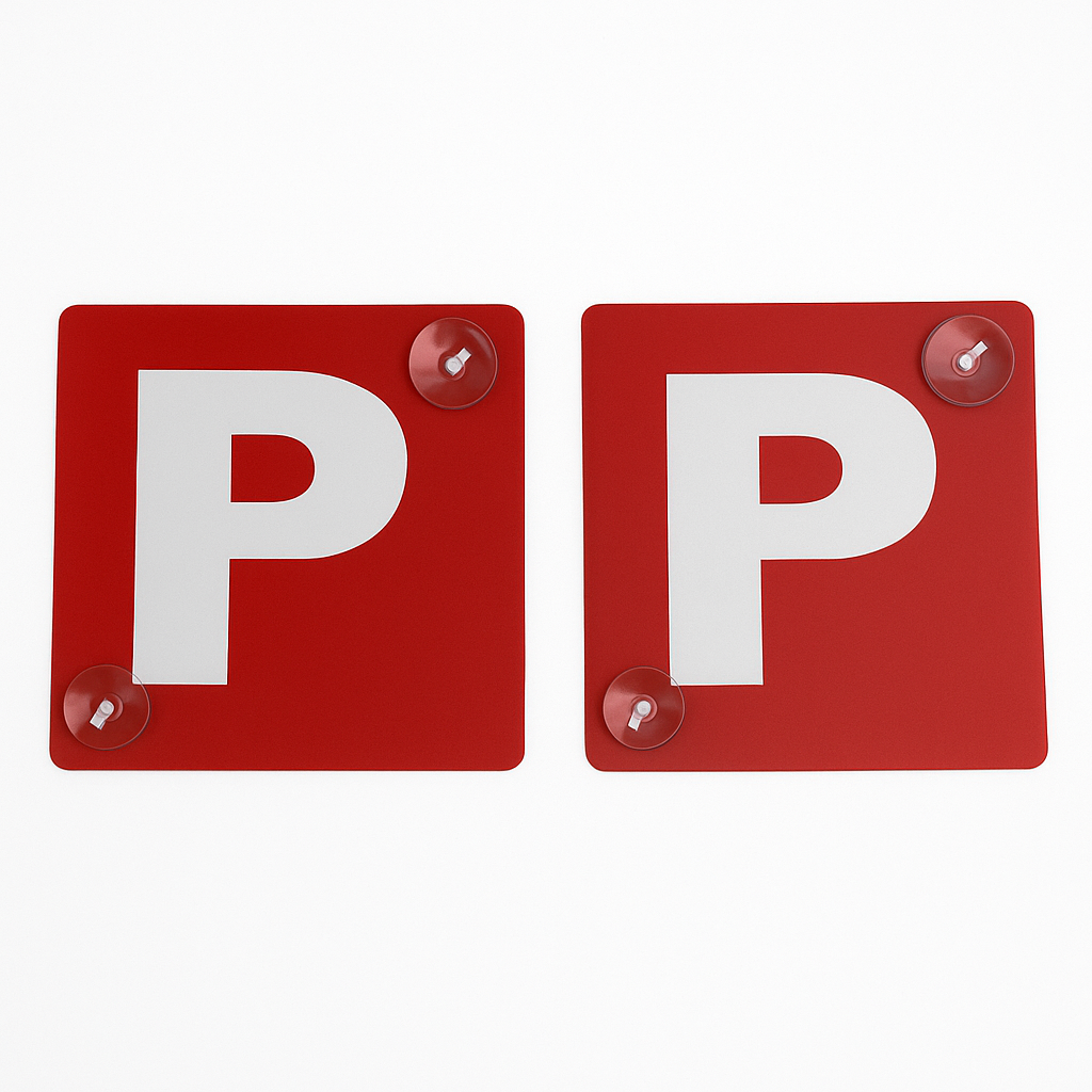 2x RED P PLATES Suction Probationary Car Window Signs for VIC/WA (Victoria & Western Australia) V563-PPLATES-REDWHT