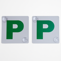 2x GREEN P PLATES Suction Probationary Car Window Signs for NSW (New South Wales) V563-PPLATES-WHTGRN