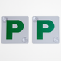 2x GREEN P PLATES Suction Probationary Car Window Signs for NSW (New South Wales) V563-PPLATES-WHTGRN