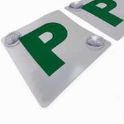 2x GREEN P PLATES Suction Probationary Car Window Signs for NSW (New South Wales) V563-PPLATES-WHTGRN