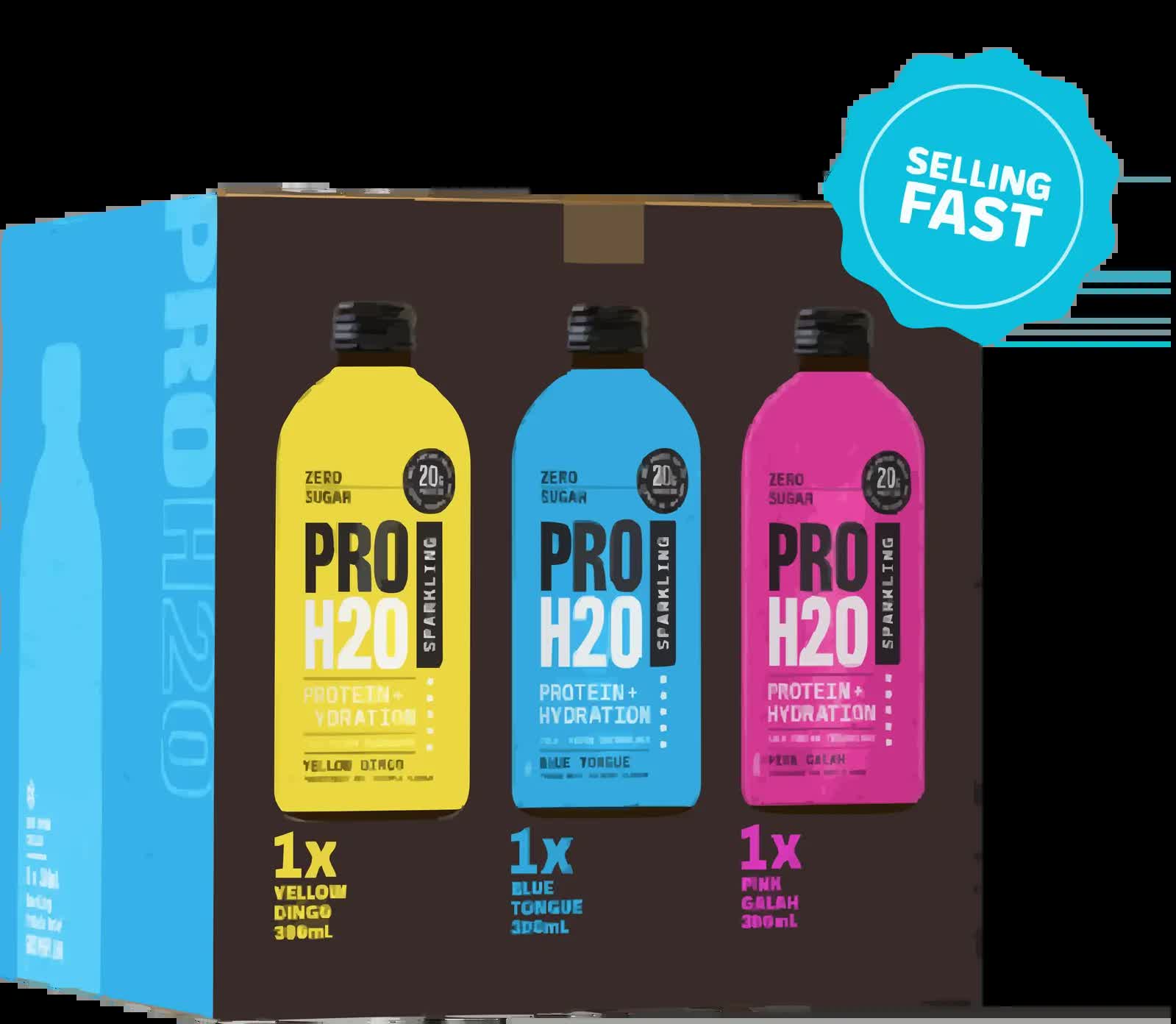 6x PRO H20 Sparkling 20g Protein Hydration Drink Zero Sugar Hydrate Mix Pack V563-PRO-6PACKMIX