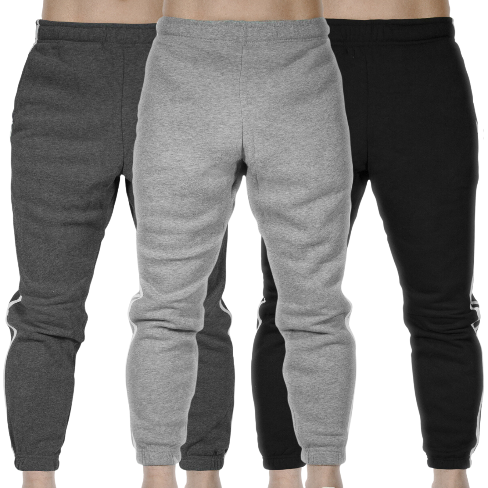 3x Mens Fleece Skinny Track Pants Jogger Gym Casual Sweat Warm - Assorted Colours - M V563-PROWEST-ASST-3PCS-M