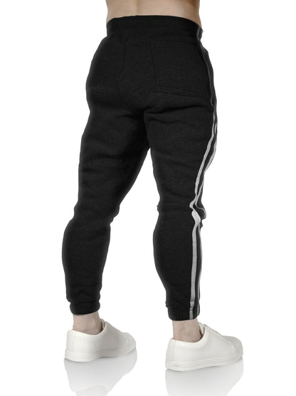 Mens Fleece Track Pants Skinny Joggers Slim Fit Sweatpants Gym - Black - L V563-PROWEST-BLACK-L