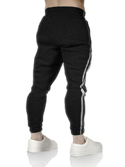 Mens Fleece Track Pants Skinny Joggers Slim Fit Sweatpants Gym - Black - XL