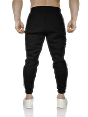 Mens Fleece Track Pants Skinny Joggers Slim Fit Sweatpants Gym - Black - XL