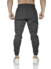 Mens Fleece Track Pants Skinny Joggers Slim Fit Sweatpants Gym - Charcoal Marle - XXL
