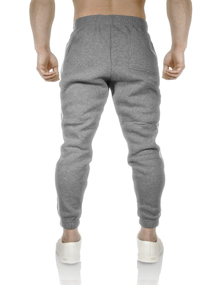 Mens Fleece Track Pants Skinny Joggers Slim Fit Sweatpants Gym - Grey Marle - L V563-PROWEST-GREYMARLE-L