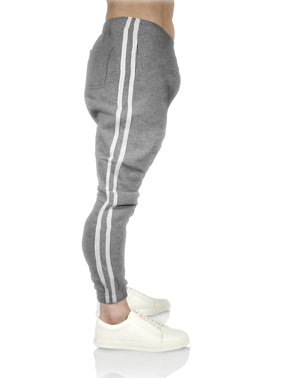 Mens Fleece Track Pants Skinny Joggers Slim Fit Sweatpants Gym - Grey Marle - M V563-PROWEST-GREYMARLE-M