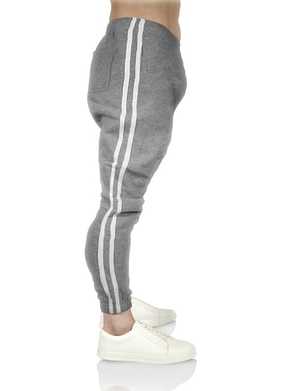 Mens Fleece Track Pants Skinny Joggers Slim Fit Sweatpants Gym - Grey Marle - XL V563-PROWEST-GREYMARLE-XL