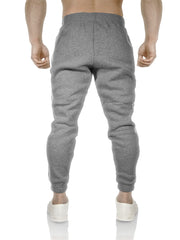 Mens Fleece Track Pants Skinny Joggers Slim Fit Sweatpants Gym - Grey Marle - XL