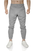 Mens Fleece Track Pants Skinny Joggers Slim Fit Sweatpants Gym - Grey Marle - XXL
