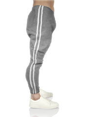 Mens Fleece Track Pants Skinny Joggers Slim Fit Sweatpants Gym - Grey Marle - XXL