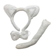 3 Piece Set Animal Costume Dress Up Party Bow Tie Tail Ears Book Week Cosplay V563-PRTYCOSTUME-WHTCAT