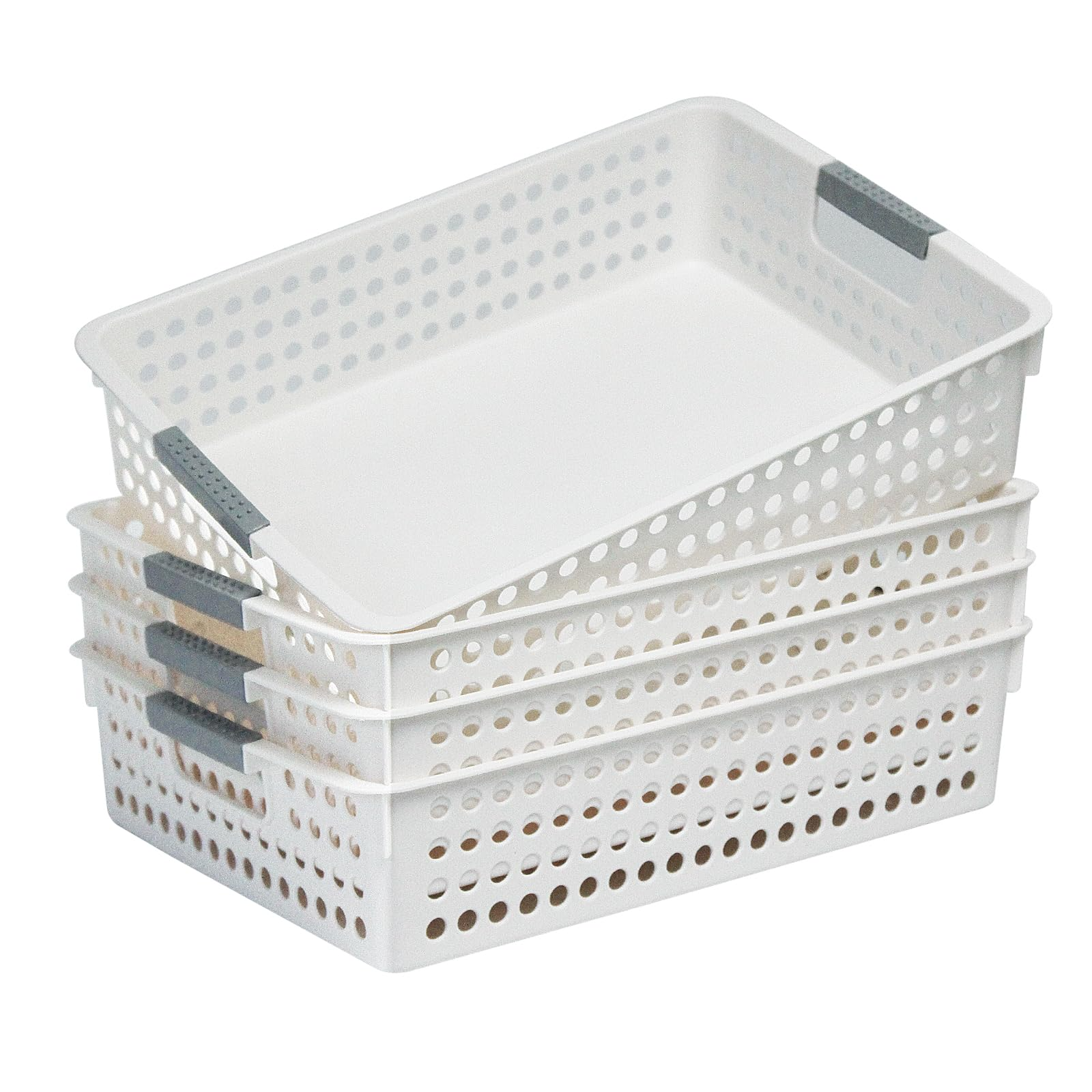 36x Premium Plastic Storage Basket Bulk w/ Grip Handles 26.5*17.2*7.3cm V563-PS2617-1BOX