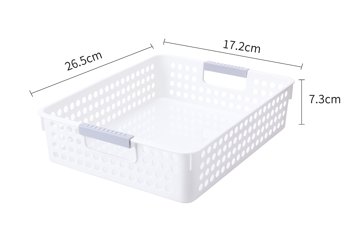 36x Premium Plastic Storage Basket Bulk w/ Grip Handles 26.5*17.2*7.3cm V563-PS2617-1BOX
