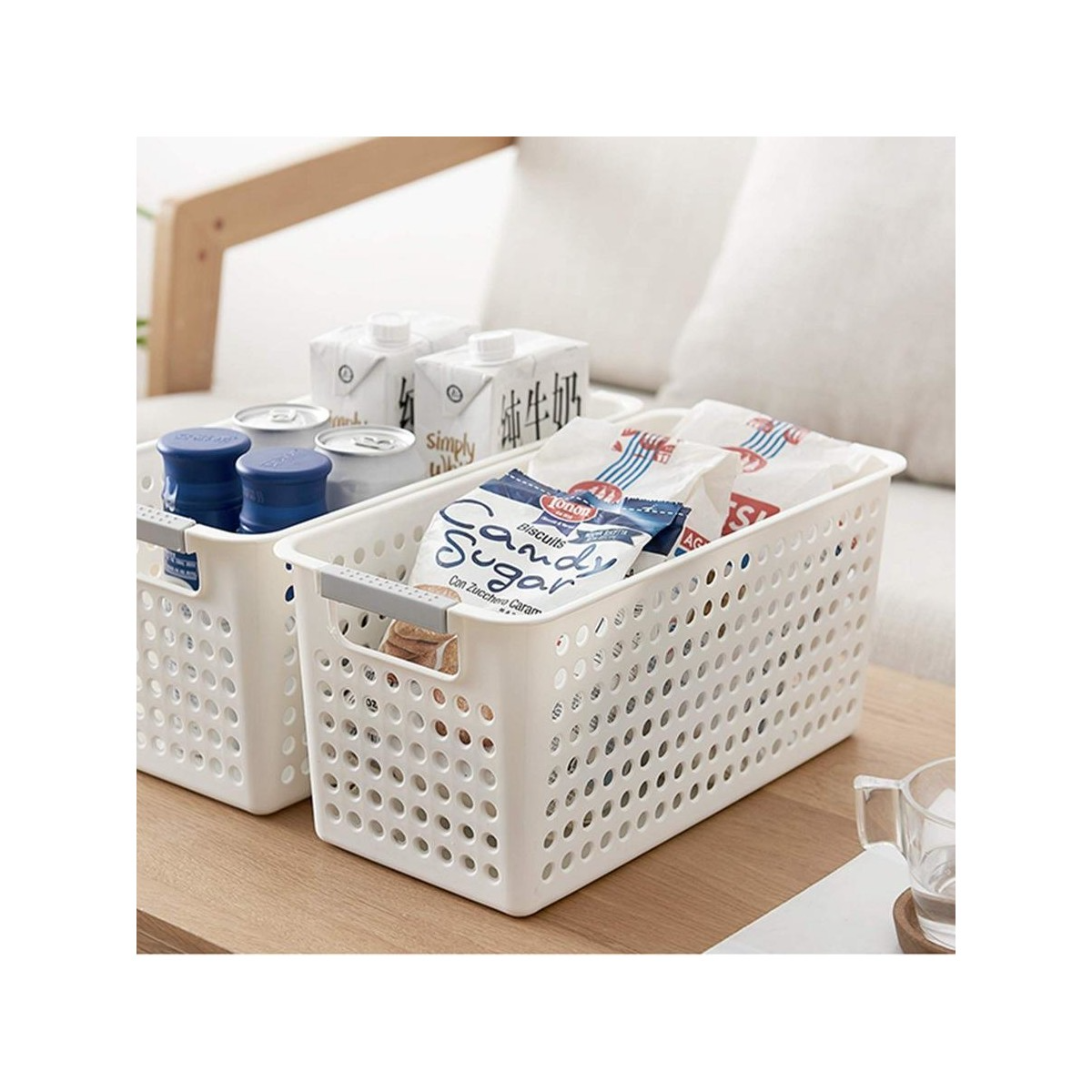 36x Premium Plastic Storage Basket Bulk w/ Grip Handles 29*13.5*12.5cm V563-PS2913-1BOX
