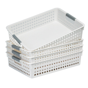 36x Premium Plastic Storage Basket Bulk w/ Grip Handles 30*21.5*8.5cm V563-PS3021-1BOX