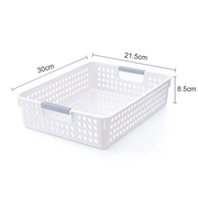 36x Premium Plastic Storage Basket Bulk w/ Grip Handles 30*21.5*8.5cm V563-PS3021-1BOX