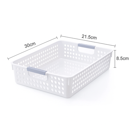 36x Premium Plastic Storage Basket Bulk w/ Grip Handles 30*21.5*8.5cm V563-PS3021-1BOX