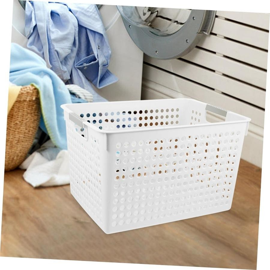 24x Premium Plastic Storage Basket Bulk w/ Grip Handles 31*22*17.8cm V563-PS3122-1BOX