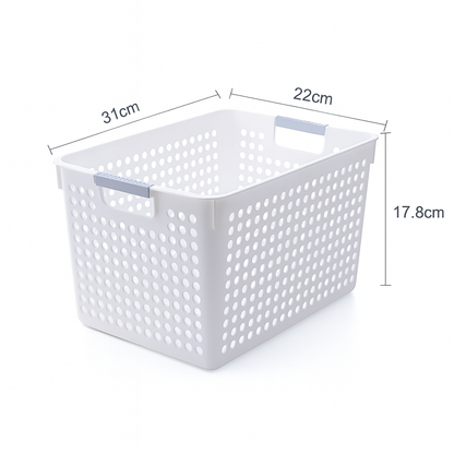 24x Premium Plastic Storage Basket Bulk w/ Grip Handles 31*22*17.8cm V563-PS3122-1BOX
