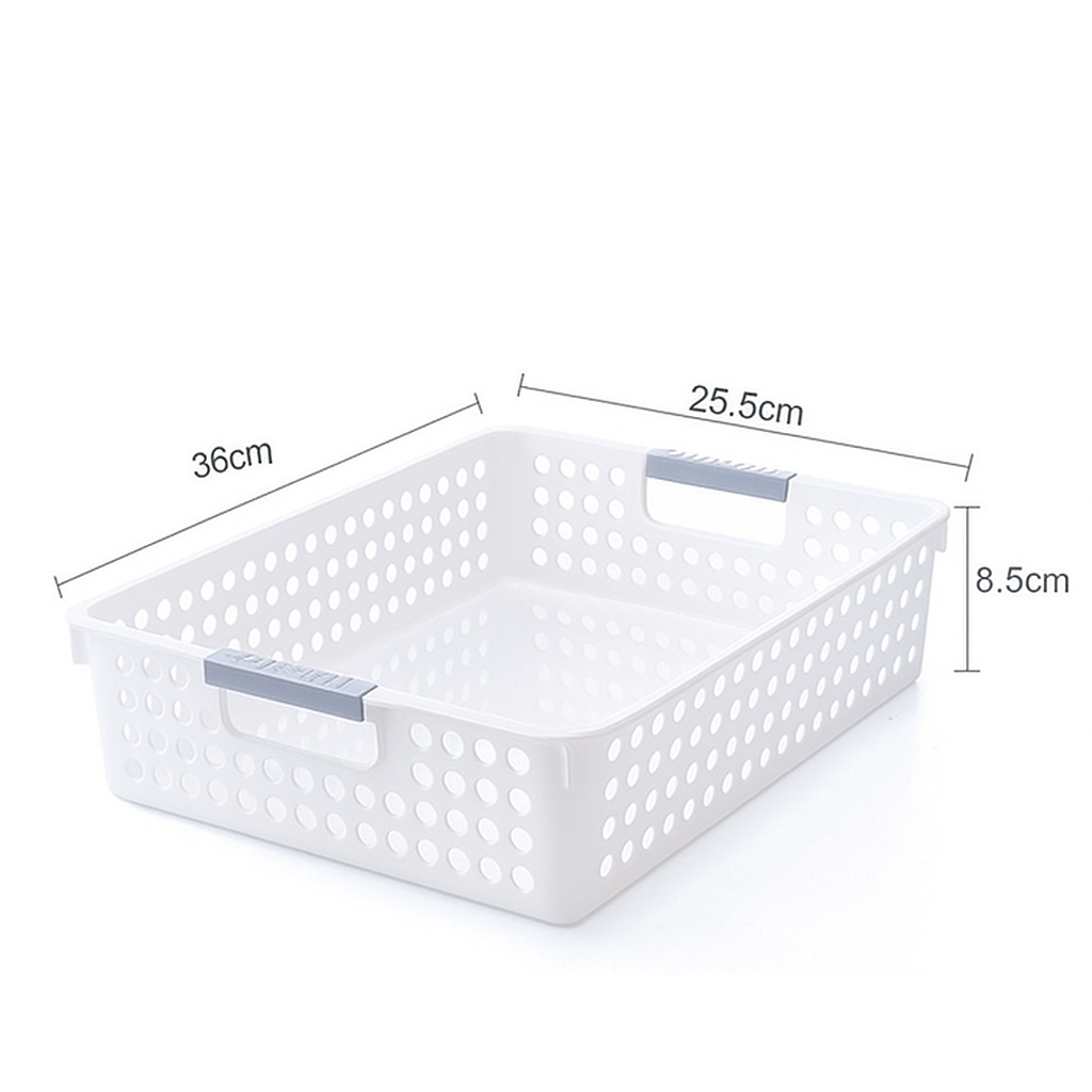 24x Premum Plastic Storage Basket Bulk w/ Grip Handles 36*25.5*8.5cm V563-PS3625-1BOX