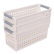 16x Premium Plastic Storage Baskets Bulk w/ Grip Handles 39.5*20.5*19.5cm V563-PS3920-1BOX