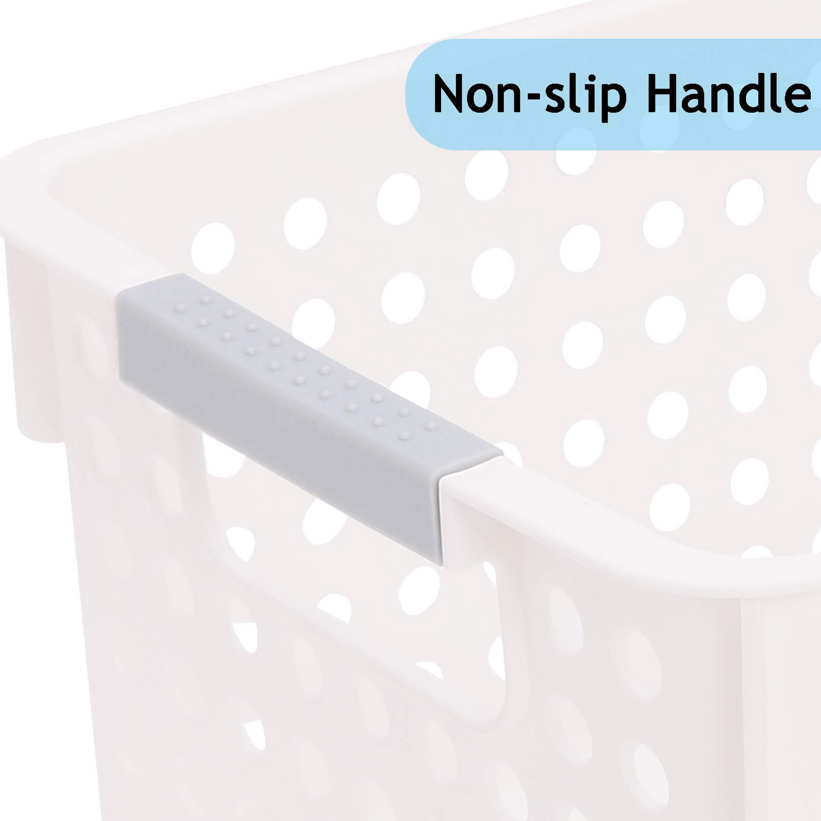 16x Premium Plastic Storage Baskets Bulk w/ Grip Handles 39.5*20.5*19.5cm V563-PS3920-1BOX