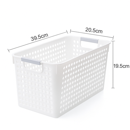 16x Premium Plastic Storage Baskets Bulk w/ Grip Handles 39.5*20.5*19.5cm V563-PS3920-1BOX