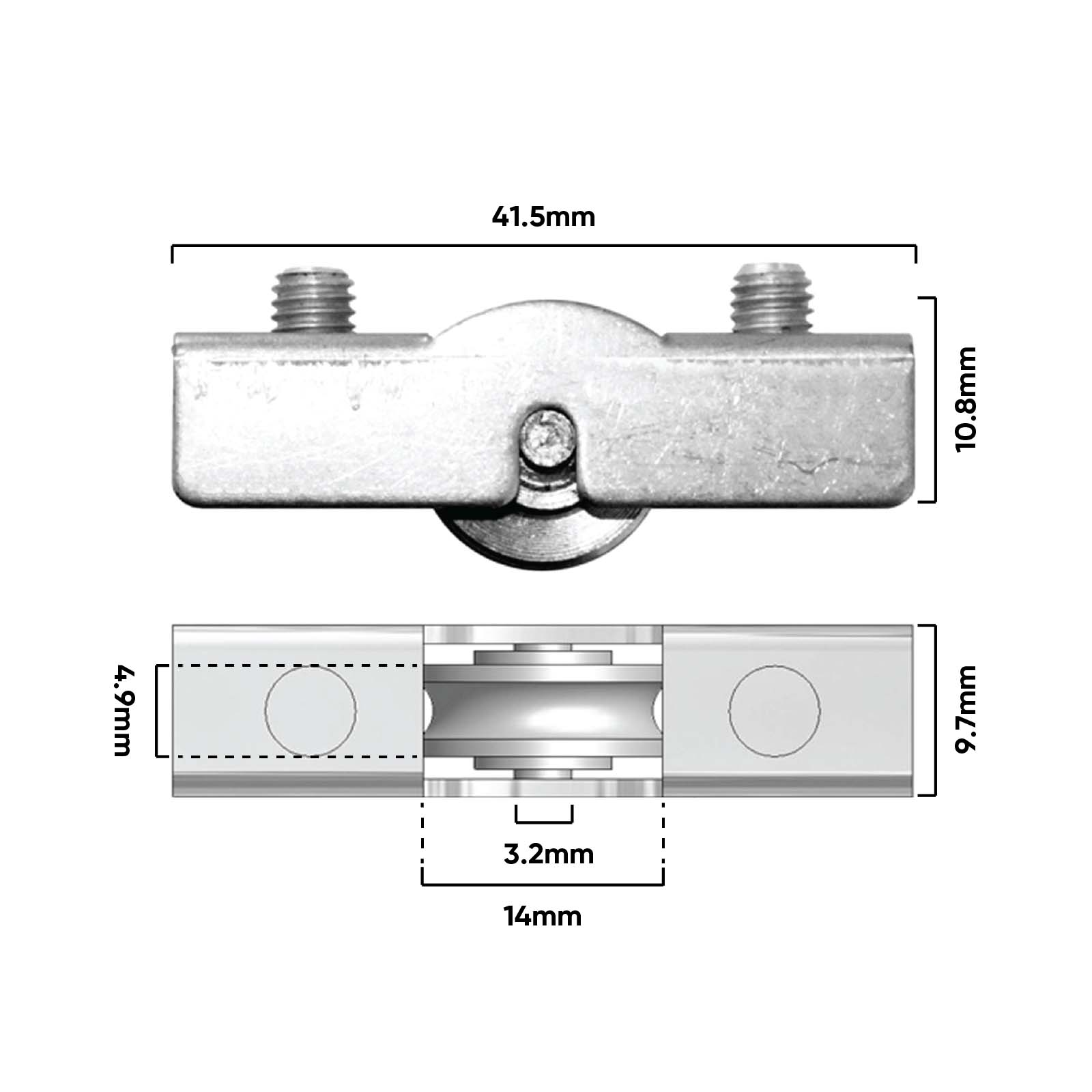 Rolltrak Stainless Steel Window Carriage & Roller R5280 (1 Pack of 2) V563-R5280