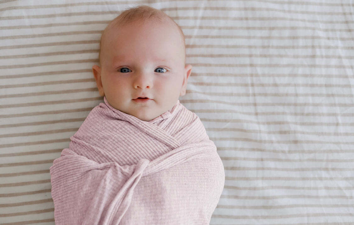Ponchik Babies + Kids - Ribbed Swaddle Jersey Wrap - Love V563-RIBBEDWRAP-LOVE