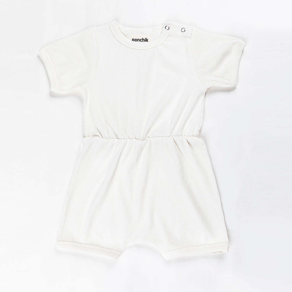 Ponchik Babies + Kids - Ribbed Cotton Romper - Daisy - 3-6 months V563-RIBROMPER-DAISY-3_6