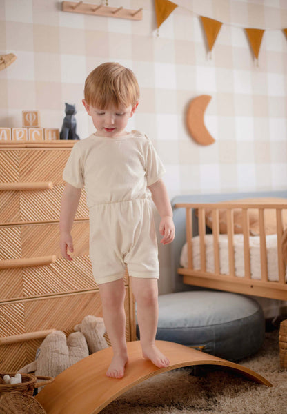 Ponchik Babies + Kids - Ribbed Cotton Romper - Daisy - 6-12 months V563-RIBROMPER-DAISY-6_12
